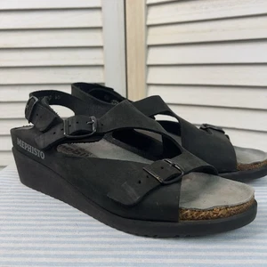 Mephisto Air Relax Suede Slingback Open Toe Wedge Heel Sandals Size 40 ~ 10 - Picture 1 of 11