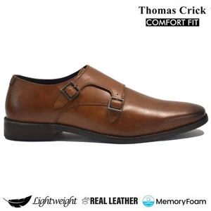 ZAPATOS OXFORD BROGUE FORMALES INTELIGENTES TRABAJO OFICINA DOBLE CORREA MONJE CUERO HOMBRE TALLA - Imagen 1 de 26
