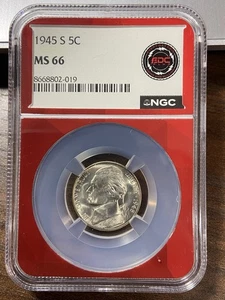 1945 S__ MS 66 Jefferson "War" Nickel__NGC, UNC, Silver, Red Slab - Picture 1 of 4