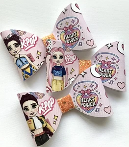 DEMON POP GIRLS (2) 4 INCH PRINTED CANVAS FABRIC BOW LOOPS TO MAKE OWN HAIR BOWS - Picture 1 of 9