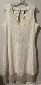 Neu mit Etikett Idyllwind Miranda Lambert Gr. XL elfenbeinfarben Spitzenkleid ärmellos Tank Fransen 1841 - Bild 1 von 5