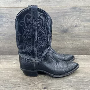 Dan Post Vulcan Leather Western Cowboy Riding Boot Women’s Size 8 Black Mid Calf - Picture 1 of 13