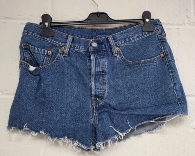 Levis 501 Mid Blue Denim Shorts Distressed/Frayed Hem W30. PS - Image 1 of 4