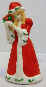Vintage Christmas Bell Blonde Girl w/ Gift Figurine - Picture 1 of 5