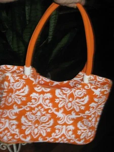 Belvah Orange Tote Bag Travel Beach Carry-on with Small Matching Pouch - Picture 1 of 10