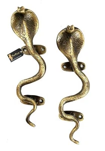 Snake Design Brass Door Handle Showpiece Home Decor Pack of 2 - Picture 1 of 2