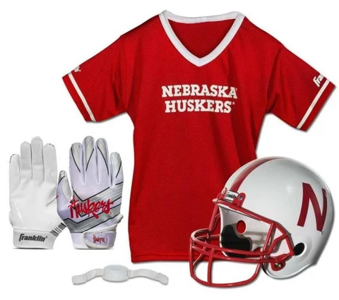 Nebraska Cornhuskers Kids NCAA 3pc Uniform with Receiver Gloves, Ages 5-9 Cover
