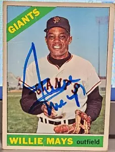 CARTA WILLIE MAYS FIRMATA 1966 TOPPS #1 GIANTS HOF JSA COA - Foto 1 di 3