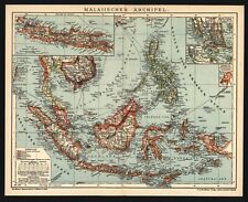 Landkarte anno 1907 - Straits Settlements Brunei Sumatra Indonesia Borneo Timor
