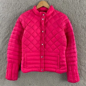 LANDS' END Quilted Puffer Down Jacket Womens Small 6/8 Pink Full Zip Insulated - Picture 1 of 13