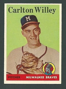 Carlton Willey Milwaukee Braves 1958 Topps Card #407 RC - Picture 1 of 2