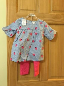 NWT Carter's Girls 2pc Set Strawberry Shirt Pink Leggings 2T,3T,4T,5T - Picture 1 of 2