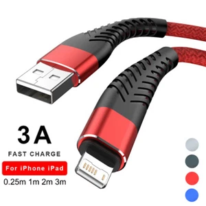 1M 2M 3M Long Fast Charging Charger Cable For iPhone 11 12 13 14 X XR 7 8 6 Plus - Picture 1 of 13