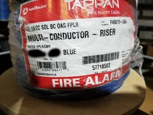 Cable elevador de alarma contra incendios Southwire/Tappan F40015 18/2C sólido blindado azul/100 pies - Imagen 1 de 9