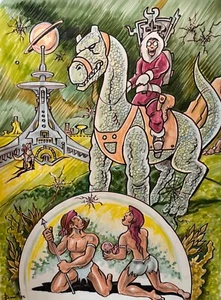 4 DINO PRISONERS    ** MIKE BENNETT'S  ORIGINAL  ART   (2025) 05/04/25 - Picture 1 of 1