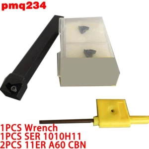 2 piezas 11ER A60 CBN inserto HRC60 + 1 pieza SER1010H11 10 * 100 mm rosca torneado portaherramientas - Imagen 1 de 5