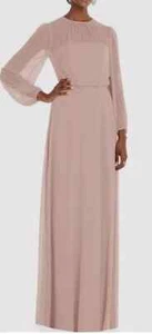 Dessy Collection Women's Size 2 Toasted Sugar Long Sleeve Evening Gown - Picture 1 of 9