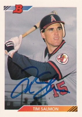 Tim Salmon 1992 Bowman novato firmado ángeles autografiado raro Foto 1 de 2