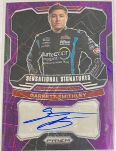 2022 Panini Prizm NASCAR Racing Garrett Smithley Purple Velocity Prizm Auto S-GS