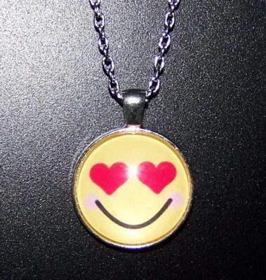 EMOJI CARA FELIZ colgante colgante plata de ley 925 chapado 20" collar oro regalo Foto 1 de 4