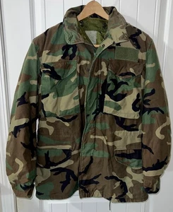Army M-65 Field Jacket Coat Cold Weather Woodland Camo Small Regular Liner Hood - Picture 1 of 10