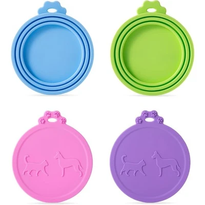 Paquete de 4 tapas reutilizables universales para latas de comida para mascotas para comida estándar para gatos y perros Foto 1 de 4