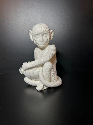 复古 Twos 公司白色陶瓷猴子种植器香蕉中国多肉 — 第 1/4 张图片