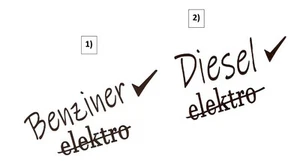 Benzin/Diesel  Autoaufkleber, Lustig, Tuning, Elektro, Sticker 2x, 10x6cm - Bild 1 von 4