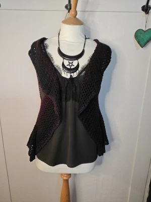 Crochet Fairy/cottage Core Boho goth grunge Ombre Waistcoat vest  Small Handmade - Image 1 of 4