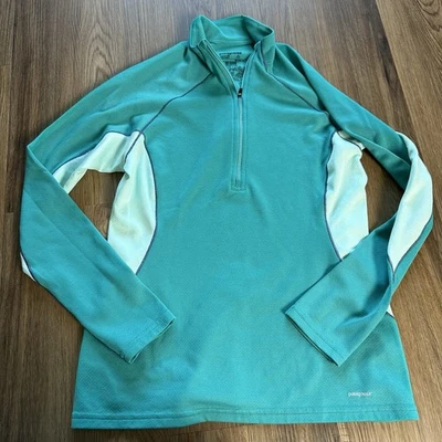 Patagonia Women’s Capilene Mid weight 3 1/4 Zip Base Layer Pullover Small Teal - Image 1 of 4