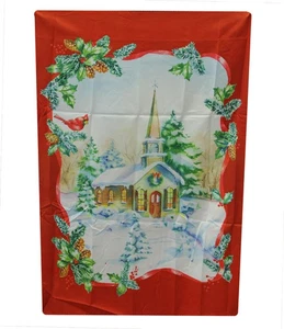 Evergreen Red Green Wonderland Snow Christmas Morning Flag 43" x 29" - Picture 1 of 1