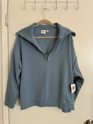 NWT - Torrid Super Soft V-Neck Pullover Sweatshirt Blue Size 14/16 - MSRP $55.90 - Image 1 of 4