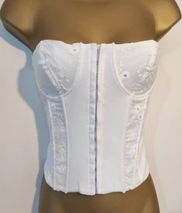 Zara White Cotton Broderie Anglaise Stretch Panel Bustier Corset Top Size S - Picture 1 of 4