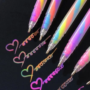 6pcs Glitter Gel Highlighter Pens Set Vibrant Colors Smooth Writing DIY Crafts - Picture 1 of 9