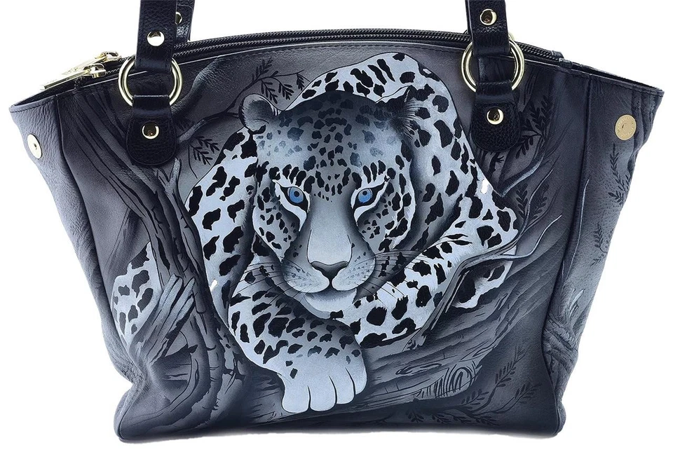 NUEVO - BOLSO DE HOMBRO ANUSCHKA PINTADO A MANO - LEOPARDO AFRICANO Foto 1 de 1
