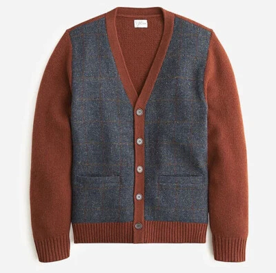 NWT J Crew 100% Wool Harris Tweed V-Neck Cardigan Sweater in Gray & Brown - Image 1 of 2