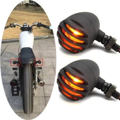 Motorcycle Black Grill Bullet Blinker Turn Signals Lights Bobber Chopper Cruiser Foto 1 de 4
