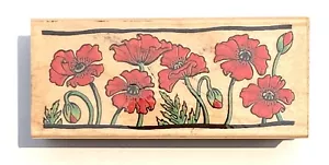 Embossing Arts California Mohnblumen Rand oder Hintergrund Gummistempel Vintage 1999 - Bild 1 von 4