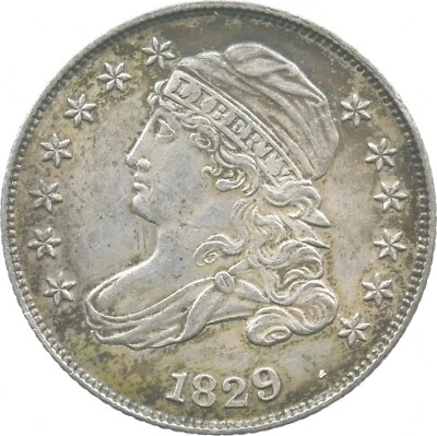 Маленькая монета номиналом 10 центов 1829 с изображением бюста и крышкой *9026 - Изображение 1 из 3