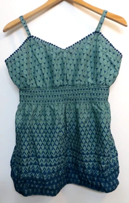 Camiseta Regata Elle Feminina Verde Média Geométrica Leve 100% Algodão - Imagem 1 de 4