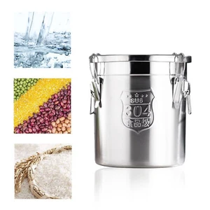 Contenedor de cereales de acero inoxidable de 6L cubo de almacenamiento de arroz de cocina de metal con tapa - Imagen 1 de 2