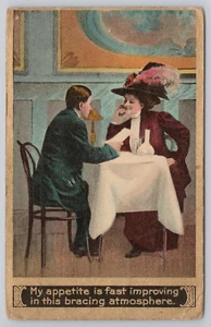 Postkarte Mein Appetit verbessert sich schnell, Romantik erstes Date, Vintage - Bild 1 von 2