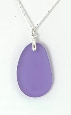 Colgante grande de cristal de mar lavanda solamente, fianza de plata de ley. Hecho a mano. Foto 1 de 2