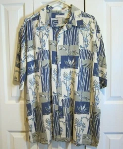 Kona Kai Trading Company Mens Hawaiian Shirt Green on Green Silk Cotton Size L - Picture 1 of 4