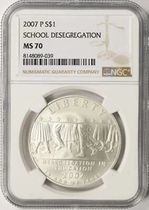 2007-P $1 School Desegregation Commemorative Silver Dollar NGC MS70 - Picture 1 of 4