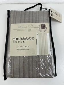 Vintage House Weston Rod Pocket Cotton Window Panel 40" x84" Mocha Stripe NEW - Picture 1 of 4