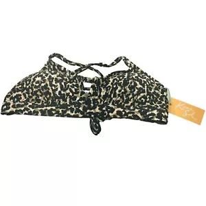 Kona Sol Womens Sz Small 4-6 Cut Out Front Bralette Bikini Swim Top Animal Print - Picture 1 of 12