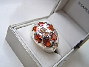 GORGEOUS MODERNIST 925 SOLID STERLING SILVER TOURMALINE CLUSTER RING SIZE P 7.5 - Picture 1 of 8