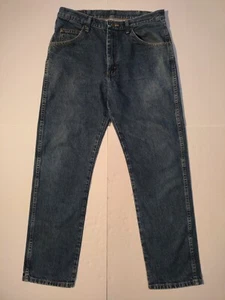 Wrangler Mens 34x31* 96501MR Regular Fit Tapered Distressed Blue Jeans - Picture 1 of 10