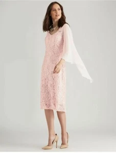💜 NEW - Liz Jordan Luxe Size 16 Pink Lotus Mesh Lace Dress - RRP $269.99 💜 - Picture 1 of 9